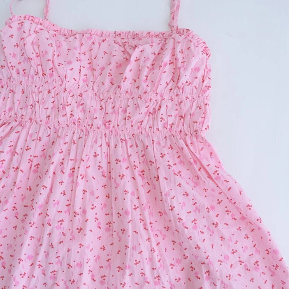 Free People Gabby  Mini Pink Cherry Spaghetti Strap Mini Cotton Dress S - Picture 8 of 11